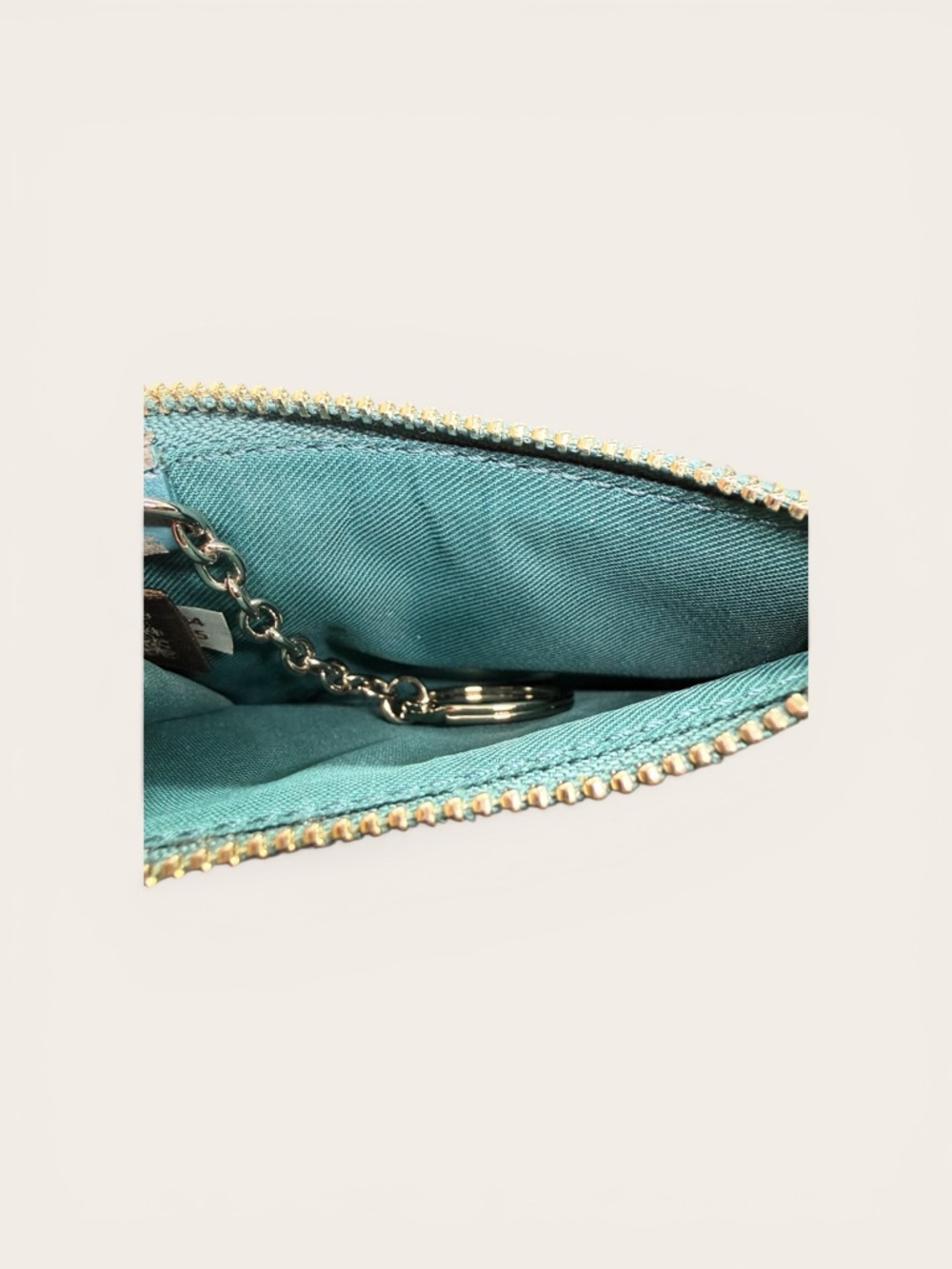 🤎COACH🤎Mini Skinny ID Case in Dark Teal Wildflower Print w/Keychain/NWOT - Picture 7 of 7